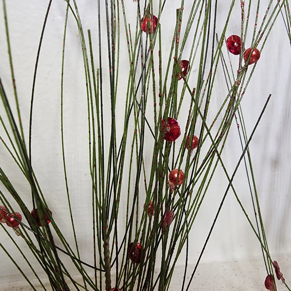 Vintage Festive Gold and Red Berry Branches 4 Pieces